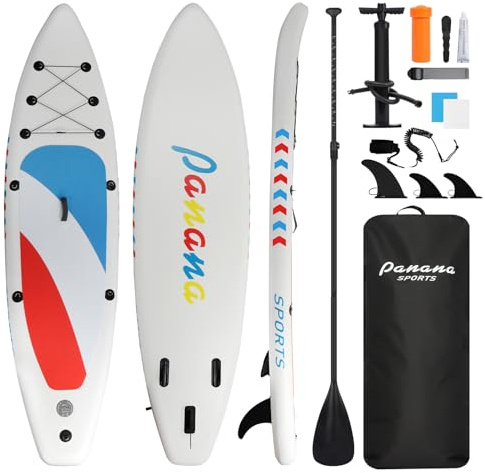 Panana Inflatable Stand Up Paddle Board 10ft8 SUP Board for Adults & Youth, Wide Stable Anti-Slip iSUP Kit with Paddle, Pump, Leash, Fin & Backpack for Surfing, Yoga, Fishing, All Water