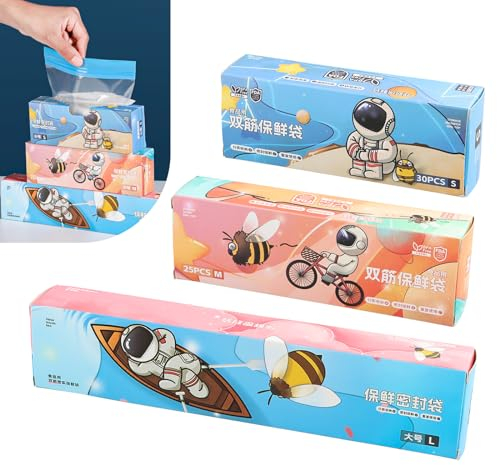 70 Piezas Bolsas Congelacion, Bolsas Herméticas de Alimentos y Comida, Bolsas de Congelados para Almacenamiento, Bolsa Ziplock Reutilizables para Sándwiches,Verduras,Fruta,Carne(S+M+L)