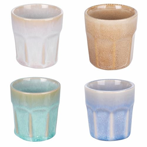 Villa d'Este Home Tivoli Lot de 4 tasses à café 90 ml en grès, 4 tons