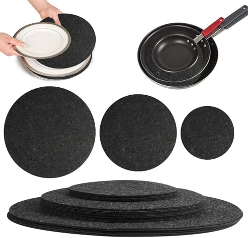 24 Pezzi Divisori per Piatti in Feltro Protezioni, Separatori Piatti, Proteggi Padella, Proteggi Pentole e Salvapadelle, Protezione per Padella, Separa Pentole Antigraffio, Separatori Pentole