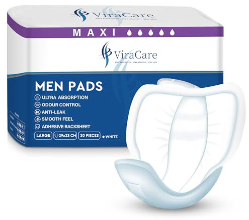 20 x Maxi Incontinence Pads Men | Adhesive Backsheet & Ultra Absorption | Mens Incontinence Pads | Pad for Men | Male Incontinence Pad | Size 29x23 cm | (1 Pack of 20)