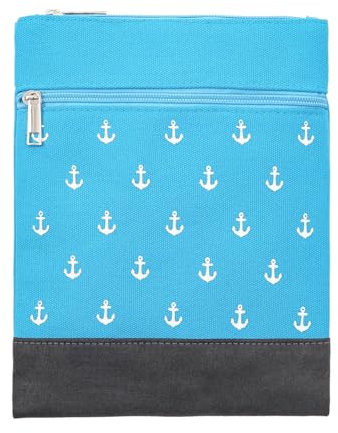Leoberg Crossbag Tasche in verschiedenen Farben und Designs - Schultertasche aus Baumwolle in 302172-Blau-11