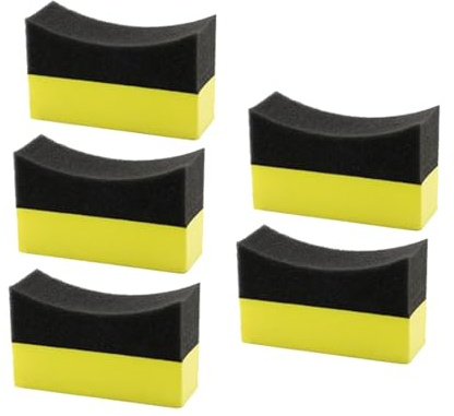 5 spugne per lavaggio ruote auto, applicatore professionale per lucidare i pneumatici, spugna curva in schiuma per rondella delle ruote, applicatore per pneumatici automobilistici, 5 cuscinetti in