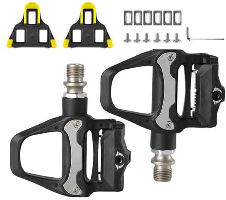 Pedales de bicicleta, pedales de clic, pedales de bicicleta de carretera, pedales autoblocantes, compatibles con SPD SL/SPD, 9/16 pulgadas, autobloqueo con tacos, sin clic para exteriores (SPD)