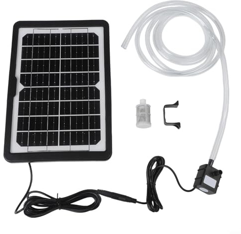 Oniissy Kit pompa dell'acqua ad energia solare, con pannello da 6 W, 9 V, pompa sommergibile 12 V CC, portata 240 l/h, tubo da 300 cm per stagno, fontana, acquario, giardino