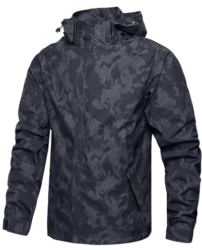 Generisch Chaqueta softshell de camuflaje para hombre, abrigo táctico de invierno con capucha y cremallera, transpirable, chaqueta para exteriores, pesca, caza, senderismo, chaqueta de invierno