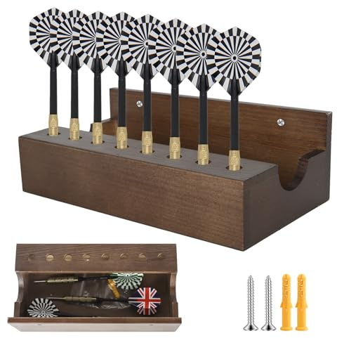 Bindokun 2 in 1 Dartpfeile Halterung für Wandmontage - Dart Halter und Wanddarthalter aus Holz, 8 Aufnahmen für Darts - Darthalter Organizer für Steeldarts, Softdarts, Dart Zubehör