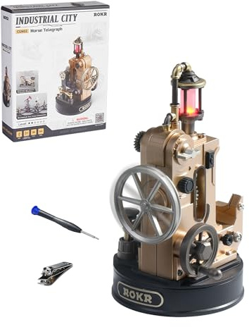 ROKR 3D Puzzle Plastic Mechanical 3D Model Kits for Adults to Build, DIY Crafts Gifts, Industrial City (Morse Telegraph)
