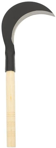 DOITOOL Guadaña de Mano para Jardinería Mango Largo Cuchillo de Jardinería de Acero al Manganeso Negro Herramienta para Deshierbar y Cortar Césped Uso Agrícola Jardín