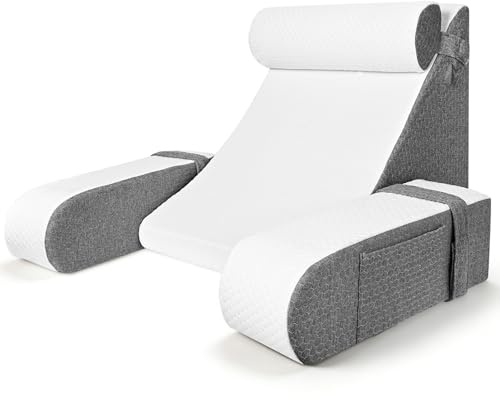 Zyncove Lesekissen mit Abnehmbarer Nackenrolle & Armlehne, Ergonomisches Rückenkissen Bücherkissen mit Storage Tasche & Waschbarem Bezug, Für Bett und Sofa zum Lesen, Arbeiten, Schlafen, Fernsehen