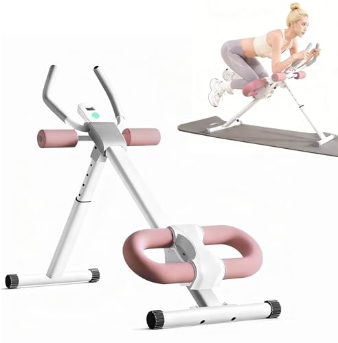 Adjustable Ab Machine - Foldable Ab Workout Equipment for Home Gym, 440 lbs Weight Capacity, Knee Protection, LCD Monitor & Device Holder, Core & Abdominal Trainer for Effective Stomach Workouts