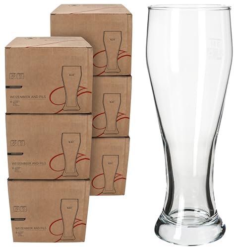 MamboCat Seppl - Set di 36 bicchieri da birra per bambini, 0,3 l, calibrati, piccolo bicchiere da birra bianca con forma sottile, grano lievito, casa, ristorante e casa