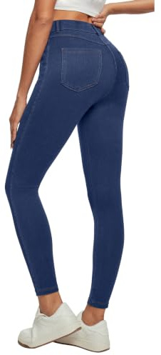 Ewedoos Jeans for Women Stretch Pull on Jeggings High Waisted Skinny Jeans Women Tummy Control with 4 Pockets Dark Blue