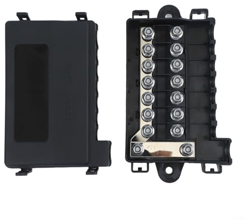 Soporte de bloque de caja de fusibles de 7 vías de 32 V CC automotriz para panel de fusibles midi de 15 A a 250 A, tira de terminales de distribución eléctrica para RV, barco, coche, vehículo circuito