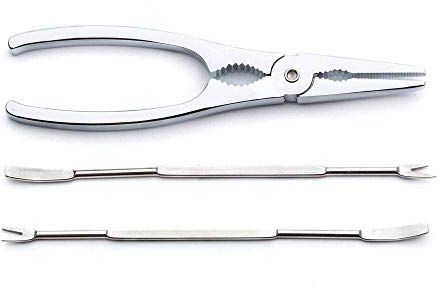 Nut Crackers & Seafood Picks | One Nutcracker for Nuts | Two Seafood Knife and Fork Picks | A Set of Three Stainless Steel Tools | From Jean-Patrique