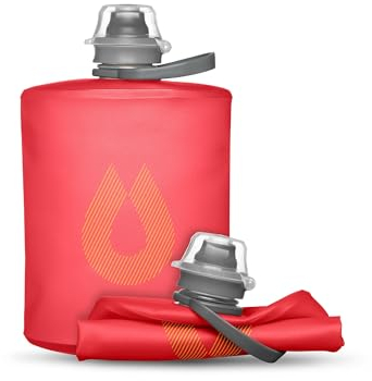 HydraPak Stow (500 ml, 17 oz) – Bouteille d'eau pliable – Bouteille de voyage ultra légère et pliable, flacon souple pour ski, randonnée, vélo ou escalade – Redwood Red