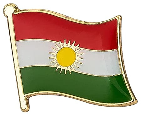 Flag of Kurdistan National Flag Metal Enamel Pin Badge – 1.9cm x 1.6cm – Kurdish Sun Emblem Hard Enamel Lapel Pin – Kurdish Identity Symbol for Jacket