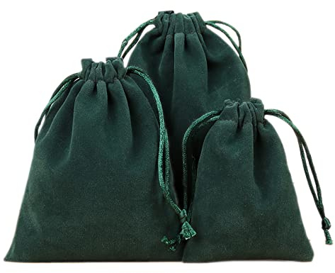 6 bolsas de terciopelo para joyas, pequeñas bolsas de tela con cordón, bolsas de terciopelo, bolsas de tela para rellenar, para joyas, bodas, Navidad, cumpleaños, fiestas, regalos, 7 x 9 cm, verde
