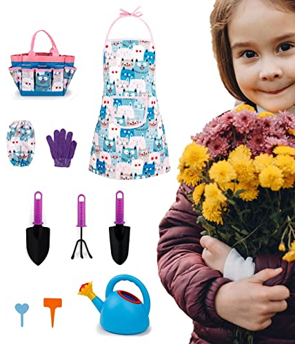 Dous Gartengeräte-Set für Kinder - 16 Gartengeräte für Kinder,Gartengeräte-Set, Kindergartengeräte, Gartengeräte für Kinder, bestes Outdoor-Spielzeug, Geschenk für Jungen und Mädchen
