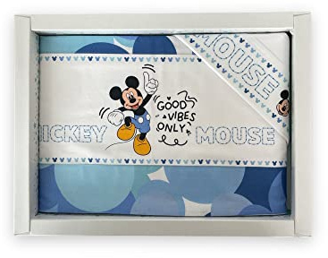 Disney Ellepi Baby - Set Lenzuola 3pz Per culla/Lettino con Sbarre in Puro Cotone 100% (Mickey 6)
