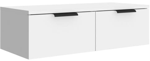 vidaXL Armario de Pared Mueble Aparador Almacenaje Cajones Colgante para TV Estante Flotante Salón Decoración Madera Contrachapada Blanco