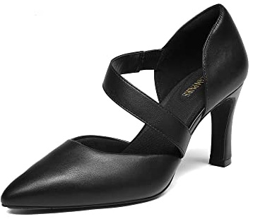 DREAM PAIRS Décolleté Classici con Tacco Alto da Donna con Cinturino sul Collo del Piede per Il Lavoro Matrimonio Ballo,Size 37,Nero-Pu,SDPU2350W