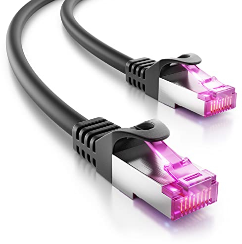 deleyCON 40m CAT7 Outdoor Netzwerkkabel für Außenbereich (10 Gbit/s, S/FTP Schirmung, Kupfer) RJ45 Stecker Ethernet LAN Patchkabel - Witterungsbeständig - für Kameras, PoE, Camping uvm.