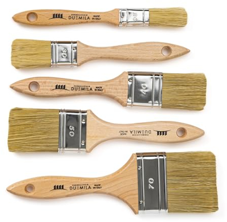 PENNELLIFICIO 2000 | Ensemble de 5 Pinceaux de Peinture Professionnels, Pinceau Plat Universel, Indiqué pour Émaux et Vernis, Murs, Bois, Fer, Largeur 20/30/40/50/70 mm