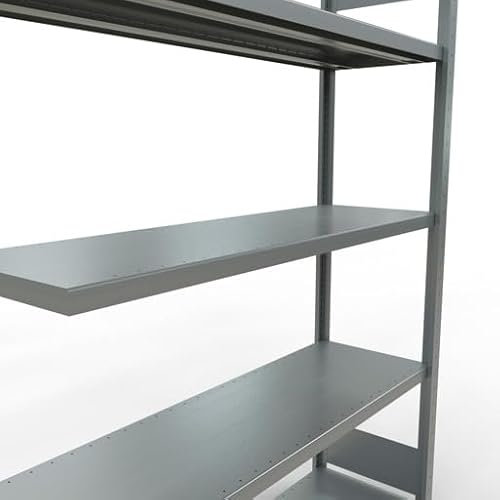 qpool24 Anbauregal, Fachbodenregal Stecksystem MULTIplus250, 2000 x 1300 x 400 mm (HxBxT), 5 Fachböden, Längenriegel, verzinkt