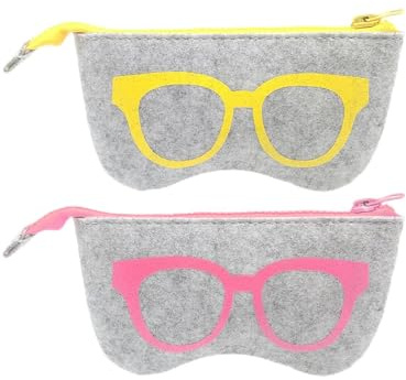 Lot de 2 poches à lunettes, 4 chiffons, étui souple pour lunettes de soleil et de lecture, pochette ultra fine, convient pour lunettes de soleil et myopie (jaune)