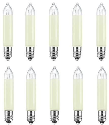 Caldarax 10 Stück E10 12V 3W Ersatzbirnen Schwibbogenlampe Kleinschaftkerze, Warmweiß 2700K, 30LM, Klein Schaftkerzen Schwibbogen, für Lichterketten, Schwibbogen, Weihnachtsbaum