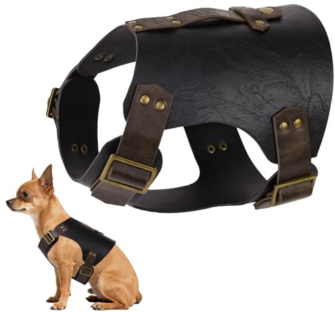 HiiFeuer Armatura medievale in ecopelle Giubbotto divertente regolabile per cani costume per cosplay Adatto alla maggior parte dei cani - Abbigliamento per cani(Nero M)