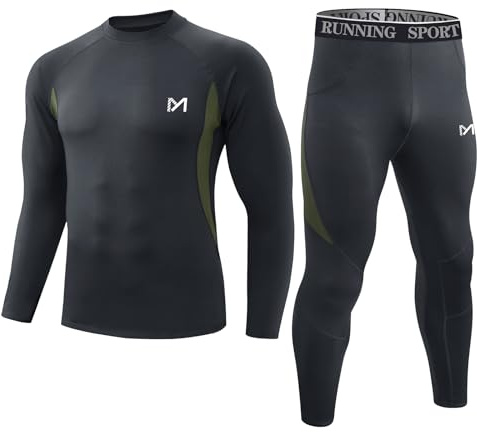 MeetHoo Thermounterwäsche Set Herren, Innenfleece Funktionsunterwäsche Winter Skiunterwäsche Warme Unterwäsche Set Atmungsaktiv Langarmhemd Lang Thermo Unterhose Sport Thermowäsche für Workout
