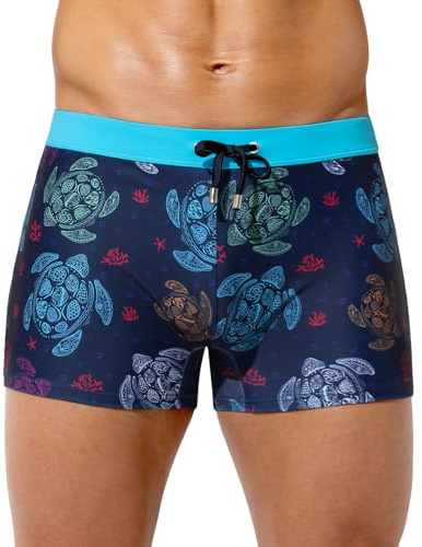 Casey Kevin Maillot de Bain Homme Boxer Short de Bain Moulants Imprimés | Homme Boxer Piscine à Séchage Rapide avec Cordon de Serrage Réglable, S-XXL