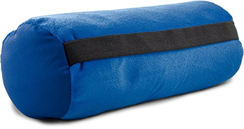 CelinaTex Rullo Nackenrolle mit Gummiband 30 x 16 cm blau Plüsch Auto Nackenkissen Micropearls Füllung Reisekissen