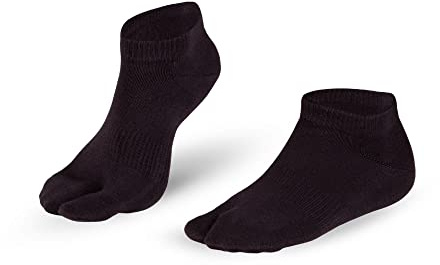 KNITIDO Traditionals Tabi Sneaker | Chaussettes japonaises courtes en coton avec gros orteil séparé, pointure:35-38, Coleur:Charbon de bois (816)