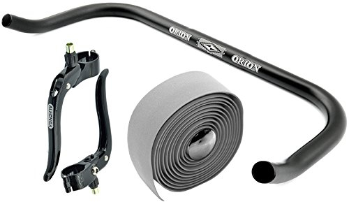 Bullhorn Fixie Singlespeed - Manubrio per triathlon, 400 mm, con leva del freno e nastro grigio