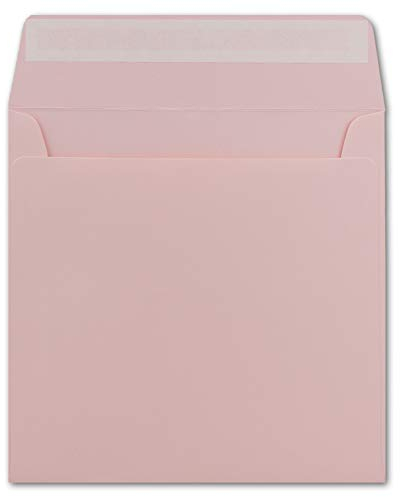 50 Quadratische Brief-Umschläge Rosa - 15,5 x 15,5 cm - 120 g/m² Haftklebung stabile Kuverts ohne Fenster - von Ihrem Glüxx-Agent