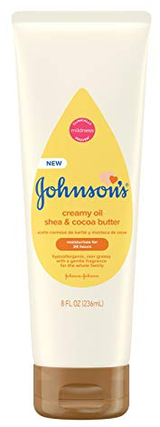 Johnson's Baby Creamy Oil for Baby with Shea & Cocoa Butter, Moisturizing Body Lotion, 8 fl. oz (Packaging May Vary)