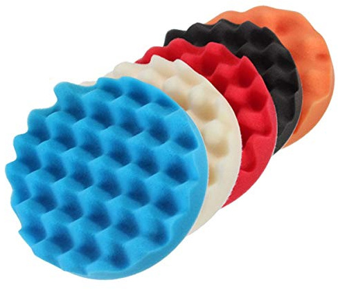 JINchao-polishing pads, 5Pcs 6 For Car Polisher, Sponge Buffer Waffle Polishing Foam Buffing Pads Set,Polishing