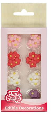 FunCakes Decorazioni di Zucchero Fiori Picolli: pronto per l'uso per la decorazione di torte, perfetto per cupcakes, muffin e altro, certificato senza glutine, set / 32