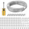 fshihine 50M Garden Wire for Climbing Plants, 2mm PVC Coated Stainless Steel Cable with Wire Rope Clips & Thimbles for Fence, Vine Eyes for Climbing Plants, Trellis, Outdoor String Light Hanging