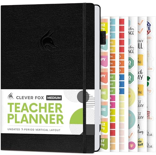 Clever Fox Planificateur pour enseignant – Planificateur d'année scolaire avec calendriers et plans de cours – Livre de planification pour enseignant pour salle de classe et école à domicile – Non