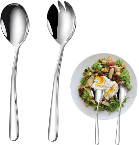 2 Pezzi Kit de Posate da Insalata, Posate per Insalata Set, Posate Insalata, Cucchiaio per Insalata, forchetta per Insalata,Posate per Insalata in Acciaio Inossidabile, Cucina, Posate e Utensili