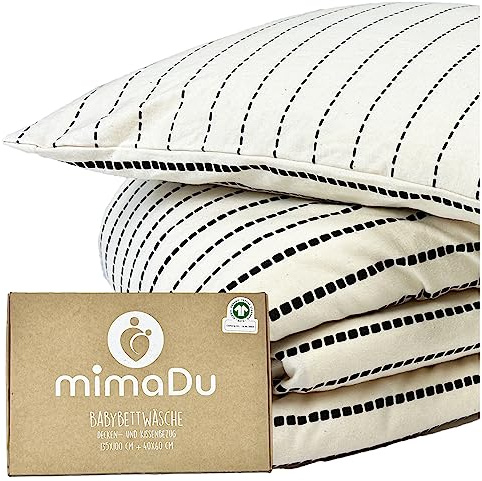 mimaDu - Baby sängkläder set av ekologisk bomull GOTS (Oeko-Tex100) 100 x 135 cm – barnsängkläder av örngott och påslakan för pojkar, flickor – påslakan för barnsäng och barnsäng (boho)