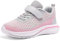 Qciplr Turnschuhe Mädchen Hallenschuhe Kinder Sportschuhe Mädchen Laufschuhe Mesh Atmungsaktiv Tennisschuhe Leicht Outdoor Fitness Sneaker Grau 33EU