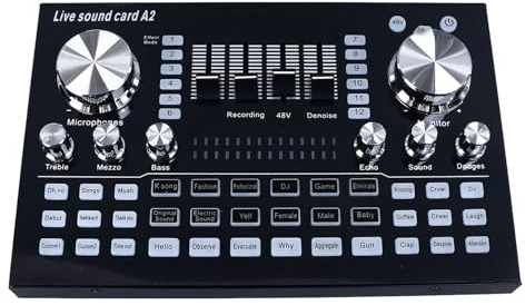 Scheda Audio, Mini Mixer Audio, Universale per PC e Telefono Cellulare, 48V Phantom Power, per Registrazione Dal Vivo, Streaming, e Produzione Musicale