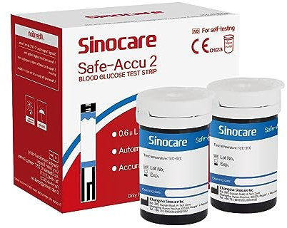 Sinocare Safe-Accu2 Blood Sugar Test Strips ×50, Only Applicable to Safe-Accu2 Blood Sugar Monitor, No Lancing Devices, No Code