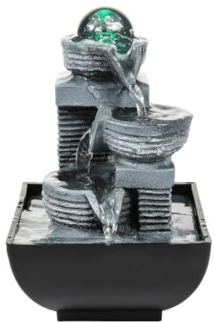 Dyna-Living Fontaine d'intérieur avec lumière LED colorée - Décoration Moderne pour Salon, Chambre, Bureau, idéale pour la méditation et la détente- Hauteur 18,5 cm.