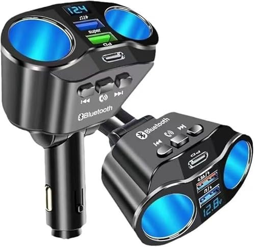 2 Distributori di accendisigari, Adattatore USB per accendisigari, 12 V/24 V, Caricabatteria da auto da 90 W, Presa doppia per telefono cellulare, GPS Dash Camera, Bluetooth compatibile e tablet